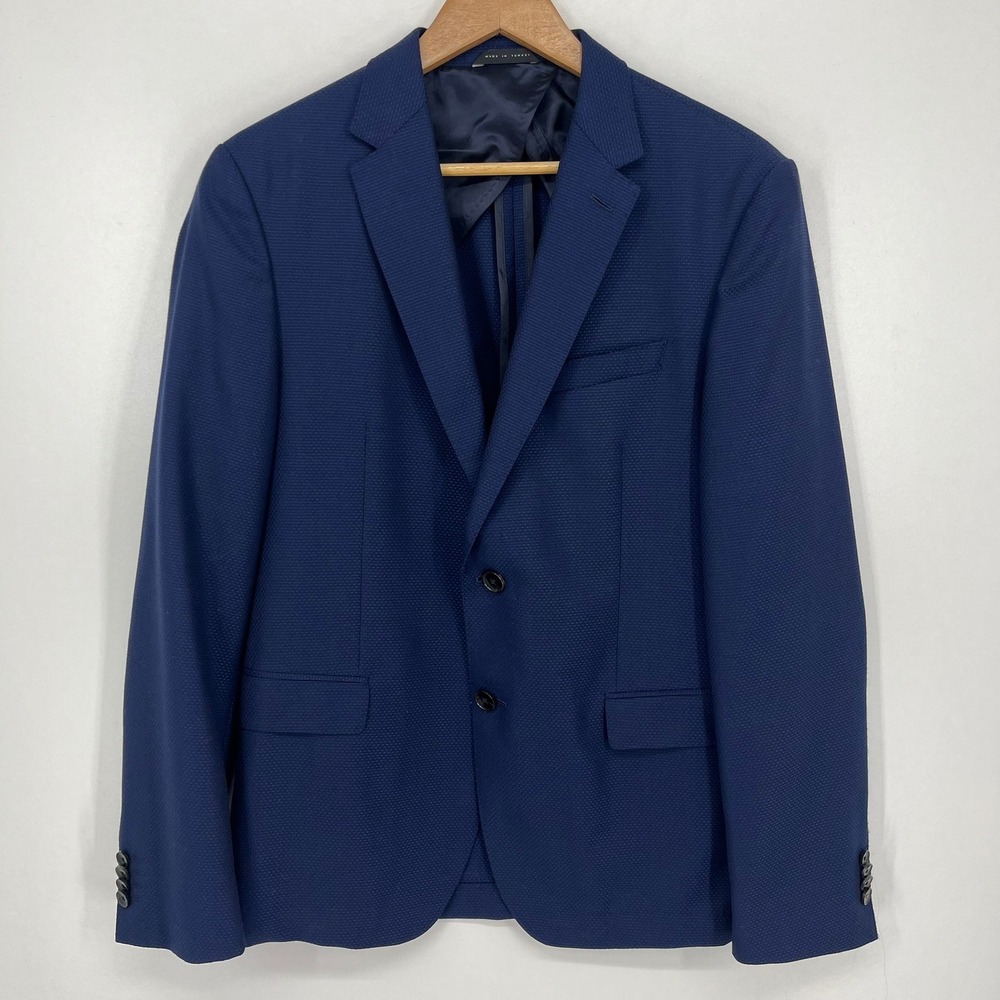 Hugo Boss x Nordstrom Men Blue 100% Virgin Wool 2-Button Blazer Jacket 40R